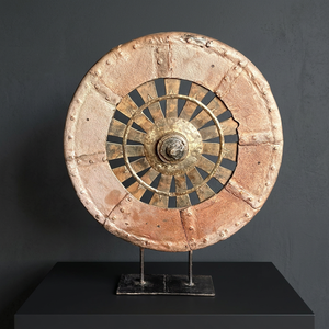 Handmade Rustic Wheel Sculpture Brass Wood Aluminium Featuring Plant Pattern for Living Room <b>Dining</b> Room Office Home Decoration - Product Image 6