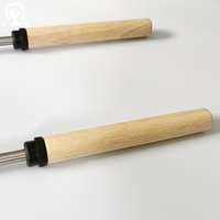 Fourchette de barbecue télescopique portable pour l'extérieur, manche en bois, large, en acier inoxydable, kit d'accessoires pour barbecue, étanche, anti-poussière