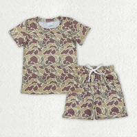 Conjuntos de Ropa de Pijama para Bebés Niños, 6 Colores, Manga Corta, Estampado de Camuflaje del Sur, Pantalones Cortos con Bolsillos
