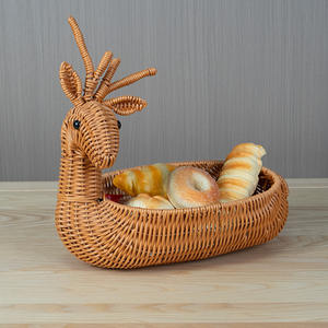 Cesta de mimbre con forma de ciervo marrón para frutas, contenedor de almacenamiento para cocina, sala de estar, uso decorativo - Product Image 5