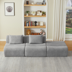 Vacuum Roll Packed Modular Cube <b>Sofa</b> 3-Seater Linen Textile Sectional Couch Frameless <b>Foam</b> Furniture Vacuum Compressed - Product Image 2
