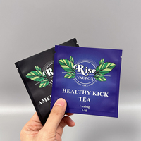 Sachets de thé personnalisés imprimés, mini-emballages en plastique, enveloppes individuelles pour sachets de thé, sachets plats thermoscellables pour poudre de matcha, échantillons.