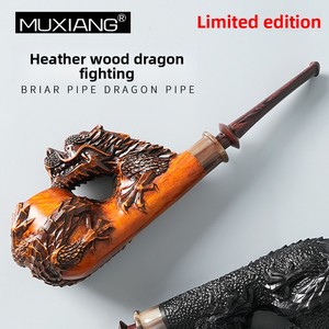 Pipe en bois de hêtre <span class=keywords><strong>Panlong</strong></span>, sculptée à la main, style ancien, spéciale pour hommes, filtre solide de 3 mm, Année du Dragon - Product Image 1
