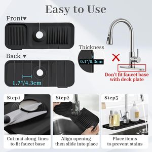 Tappetino in Silicone Personalizzato con Logo per <span class=keywords><strong>Lavello</strong></span>, Tappetino Antigoccia per Piano <span class=keywords><strong>Cucina</strong></span> con Design Sagomato per Assorbimento Spruzzi del Rubinetto - Product Image 5