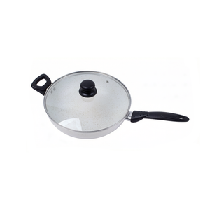 Poêle en céramique antiadhésive pour usage domestique, non revêtue, à fond plat, pour sautés et grillades, compatible avec les plaques à <span class=keywords><strong>induction</strong></span> et le gaz - Product Image 1