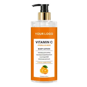 Krim Losion badan OEM Label pribadi memperbaiki Pencerah pemutih mengencangkan melembapkan dengan Gel Mandi Vitamin C