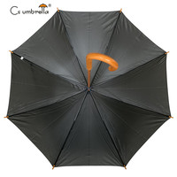 Parapluie droit personnalisé YS-1047 avec logo imprimé, manche en bois courbé, bâton noir, commande manuelle, pour publicité promotionnelle