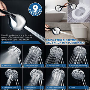 Juego de cabezal de ducha multifuncional, rociador de mano con efecto lluvia, ajustable, cromado, DSS9730 - Product Image 2