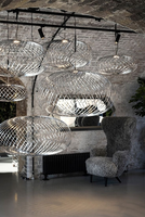 Nouveau lustre lanterne à ressort en acier inoxydable avec fonction rétractable et pliable, tissage creux exquis par des artistes