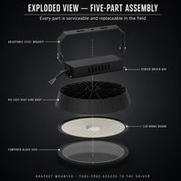 Éclairage LED UFO pour élevages avicoles/bovins, IP65, 0-10V, 150lm/W, 120W, 200W, en aluminium, CE ROHS