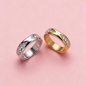 Anello da Uomo in Acciaio Inossidabile con Borchie e Diamanti - Product Image 4