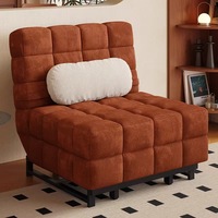 Sofá Cama Plegable Portátil Moderno (Individual/Doble) con Estructura de Madera y Tapicería de Tela, Sofá Multifuncional para Sala de Estar