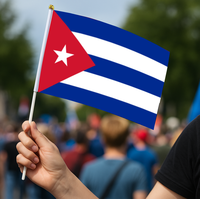 Drapeau national de Cuba à agiter à la main, 14x21CM, polyester, imprimé sur mesure, drapeau à main pour défilé, célébration, événement sportif, anti-rides