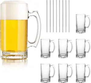 Canecas de cerveja com alça 16oz, copos de cerveja Beber Copos 500ml,pub Beber Canecas Stein Copos de Água para Bar Party Clear Transparente