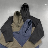 Sudadera con capucha de alta calidad 430G con cremallera, diseño de patchwork frontal y trasero, estampado de bordado 3D, 100% algodón, oversize, otoño, ecológica, para hombre