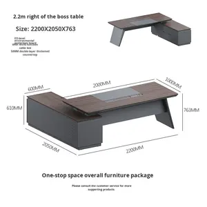 Bureau <span class=keywords><strong>de</strong></span> direction moderne en noyer Pali avec armoire latérale, <span class=keywords><strong>table</strong></span> <span class=keywords><strong>de</strong></span> bureau <span class=keywords><strong>de</strong></span> luxe en forme <span class=keywords><strong>de</strong></span> L pour PDG et président - Product Image 6