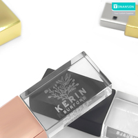 Memoria USB con Logotipo Láser 3D para Regalo de Boda, Unidad Flash USB de Cristal de 8 GB, 16 GB, 32 GB con Caja de Regalo, Disco USB Personalizado