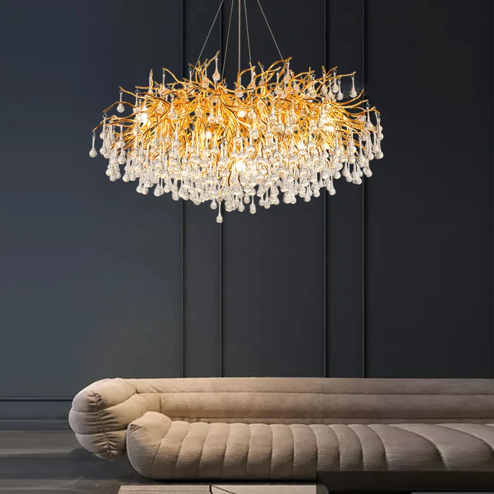 chandelier crystal lights luxury Overseas spot tree branch chandelier large size D80cm raindrop crystal light