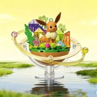 Série Eevee Planet - Blocs de construction - Support rotatif pour diorama - 9 figurines complètes Eeveelution - Boîte mystère cadeau pour enfants