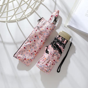 Paraguas Plegable de Cinco Pliegues Súper Ligero con Estampado Floral y Protección UV para Mujer, con Funda - Product Image 6