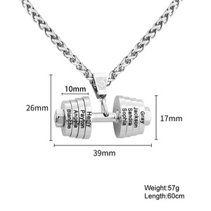 Collar con Colgante de Mancuerna Moderno para Fitness, con Texto Grabado Personalizado, Joyería de Acero Inoxidable Chapada en Oro para Hombres Amantes del Gimnasio - Product Image 5