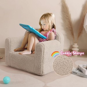 Sofá Infantil Moderno <span class=keywords><strong>YOBO</strong></span>, Sillón Acogedor de Sherpa Suave con Asa de Seguridad para Niños y Niñas para Sala de Estar - Product Image 4