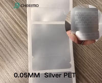 Étiquette d'emballage adhésive en PET argent mat durable, imperméable et résistante aux déchirures de 0,05 mm pour téléphone portable, appareil photo 3C, écouteurs