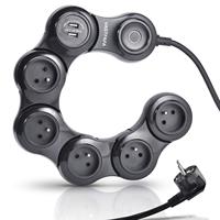 Multiprise électronique intelligente 4, 5 ou 6 prises avec protection contre les surtensions, USB flexible et orientable, 3680W