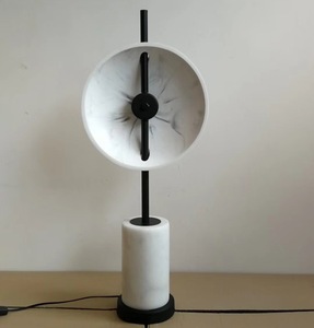 Lampade da Terra Moderne di Design con Paralume Rotondo in Metallo e Vetro, <span class=keywords><strong>Base</strong></span> in Marmo - Product Image 4