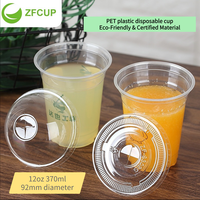 Gobelets jetables transparents ZFCUP 12oz 92mm pour boissons glacées, en PET, personnalisables, biodégradables, avec couvercles plats ou bombés