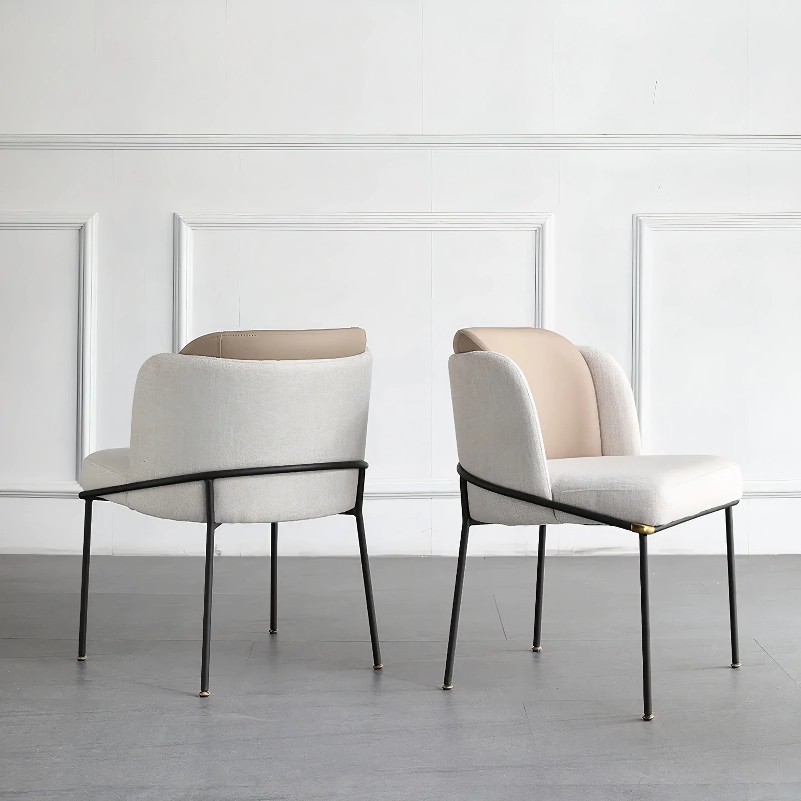 Home furniture modern light luxury custom linen woven fabric restaurant hotel cheap dining chair with metal legs