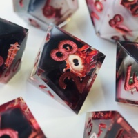 Ensemble de dés en résine à bords tranchants faits à la main, motif œil porte-bonheur, dés polyédriques pour D&D, jeu de table RPG, ensemble de dés personnalisés en gros