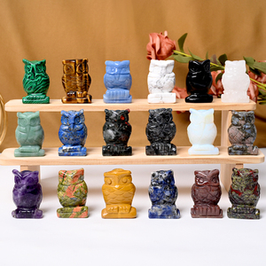 Figurines d'hiboux en cristal personnalisées, sculptées en pierres précieuses naturelles multiples, pour la vente en gros - Product Image 3