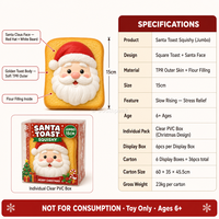 Southpeak Toy Santa Toast Squishy Jumbo TPR Flour Fill Slow Rising Christmas Squishy Toy Stress Relief 15cm PVC Box PDQ OEM WS