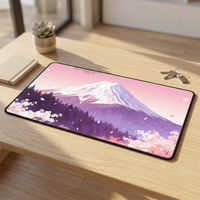 Tapis de bureau carré individuel pour jeux, grand tapis de souris, design japonais Mont Fuji et fleurs de cerisier, écologique, en stock naturel