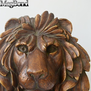 Decoración de pared de cabeza de león de cobre antiguo duradero, artesanías de resina 3D, artesanías montadas en la pared de animales salvajes africanos para sala de estar Bar - Product Image 4