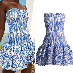 Vestido de verano de fiesta de alta calidad, moda coreana, fruncido, modesto, sin hombros, color blanco, 2023 - Product Image 1