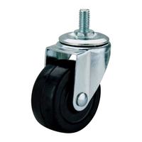 Roda Caster Putar Karet Hitam Kecil 50mm OEM dengan Perangkat Pelindung Berulir, Grosir Pabrik