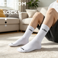 Chaussettes de sport en coton peigné super douces pour pickleball, avec semelle coussinée et fond éponge, chaussettes athlétiques mi-mollet haute performance