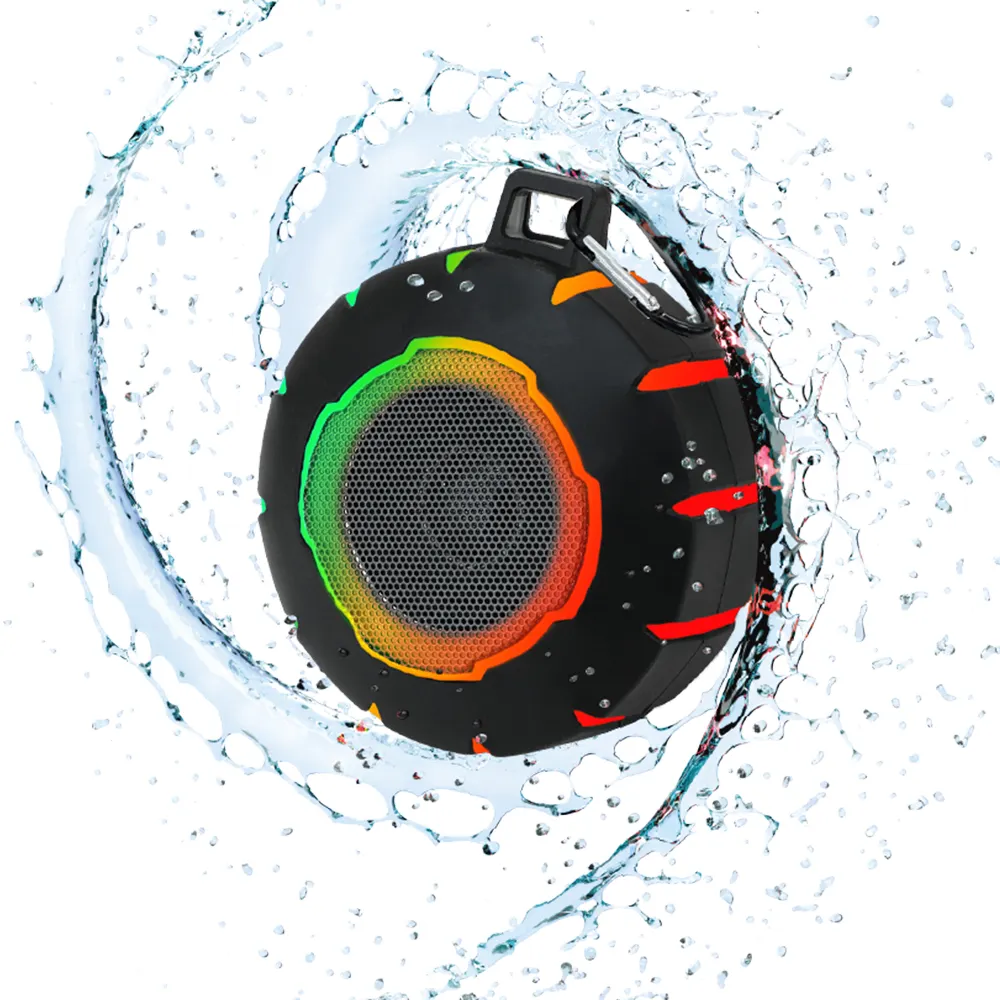 Stereo Loudspeaker FM Radio Bass Stereo Portable Speaker Bluetooth LED Lights Waterproof Loudspeaker
