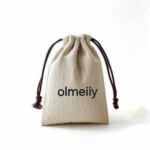 Sac à cordon en toile à chevrons, pochette de rangement robuste en coton et lin de qualité supérieure pour chaussures et accessoires, personnalisable - Product Image 2