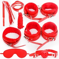 Nouveau kit de bondage BDSM pas cher en cuir PU, fouet, corde, bâillon à boule, bandeau, menottes pour couples, jouet sexuel réglable