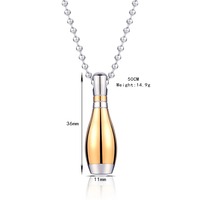 Colliers urne en acier inoxydable en forme de quilles de bowling pour cendres, pendentif médaillon urne funéraire, porte-cendres commémoratif