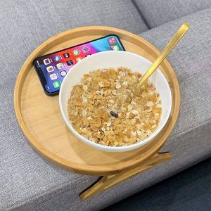 Sofa Tray Table Wooden Fruit Snacks <b>Plate</b> Household Clip-On <b>Racks</b> Bamboo Clip on Side Table Home Organization Storage Tools - Product Image 5