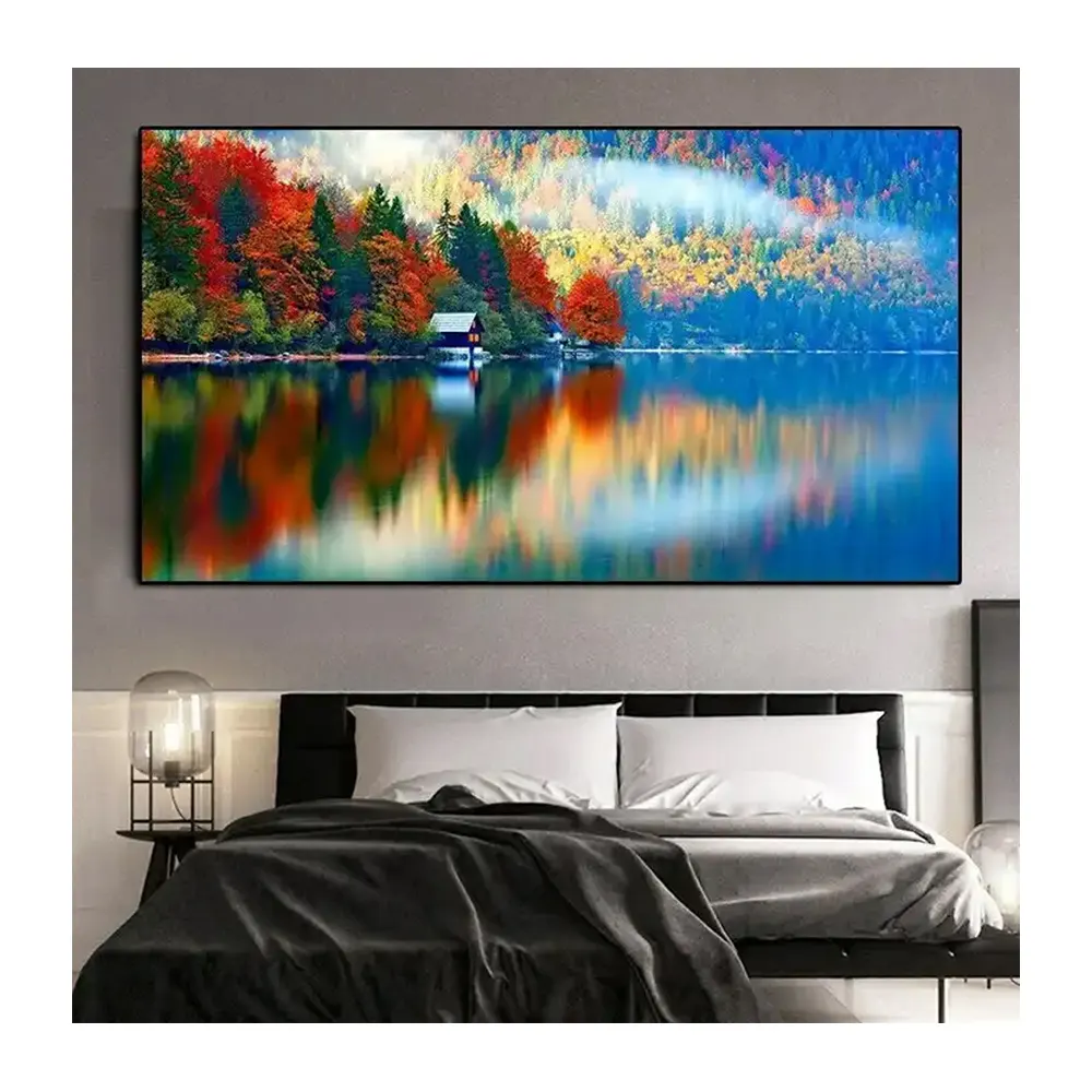 Mural Nature Landscape Forest Prints Wall Art Lake Scenery Picture For Living Room Decor