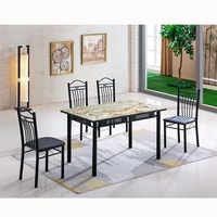 YUKAI motif Verre 5 pièces Ensemble de Table À Manger Meubles PU Coussin Siège choisir Plusieurs Couleurs A20-B20