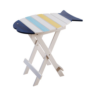 Mediterranean Fish Shaped Coffee <b>Table</b> Wood Foldable Colorful Design Outdoor Indoor Use - Product Image 3