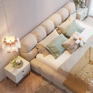 Aanpasbaar Hotel Modern Nordic Twin Bed Set Groot Stof Opbergbed Frame