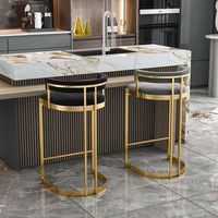 Tabouret de bar moderne de luxe, chaise haute pour îlot de cuisine, chaise de bar en métal doré