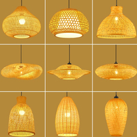 Lampe suspendue en bambou naturel tissé à la main, hauteur réglable, lampe suspendue en rotin pour restaurant, maison d'hôtes, hôtel